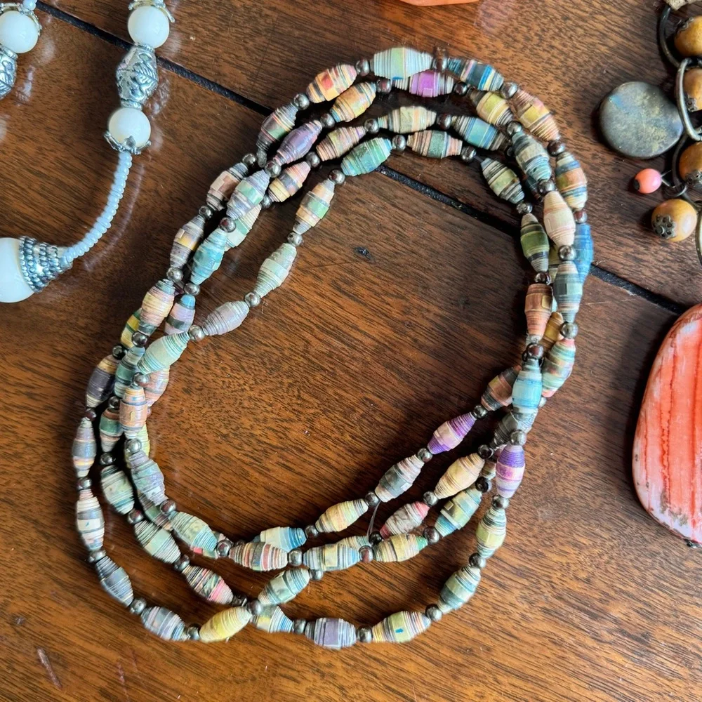 Necklace Set Lot Bundle Fun Glam Dressy Orange Silver Brown Beads Dressy Deal B - Picture 8 of 15